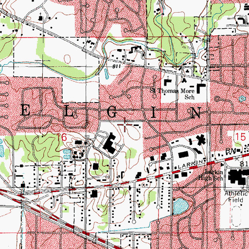 Topographic Map of Saint Joseph Hospital Medical Center Heliport, IL