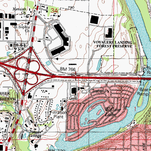 Topographic Map of Rods Fox Valley Seaplane Base (historical), IL