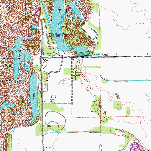 Topographic Map of Rashs Acres Airport (historical), IL