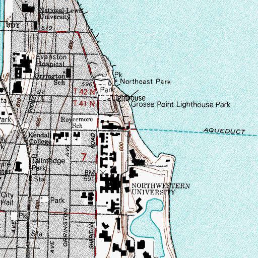 Topographic Map of Evanston Water Plant Heliport, IL