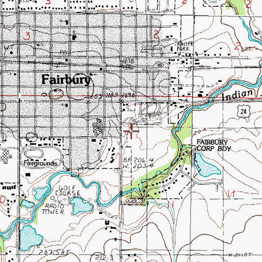 Topographic Map of Fairbury Hospital Emergency Heliport, IL
