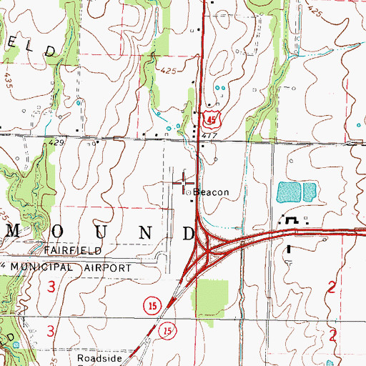 Topographic Map of Fairfield Municipal Airport, IL