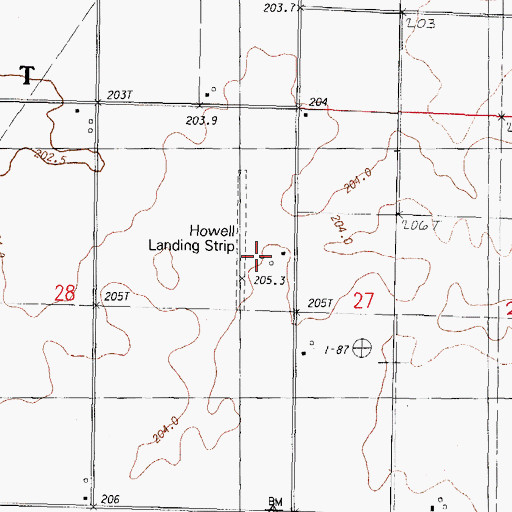 Topographic Map of Howell Airport (historical), IL
