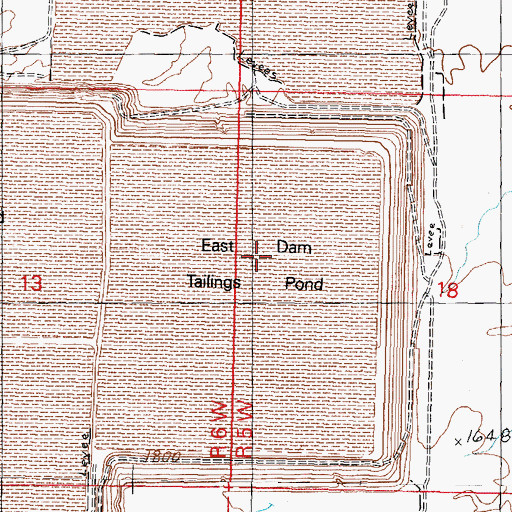 Topographic Map of East Dam Tailings Pond, AZ