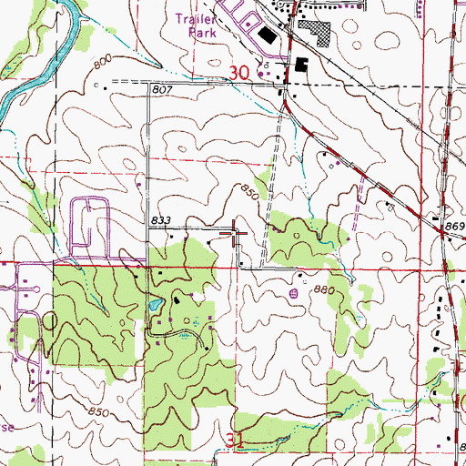 Topographic Map of Richard C Watson Airport (historical), IL