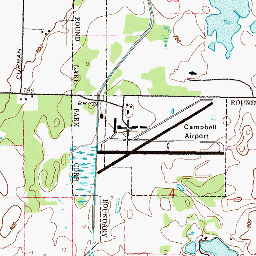 Topographic Map of Campbell Airport, IL