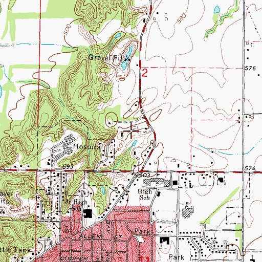 Topographic Map of Edw A Utlaut Memorial Heliport, IL