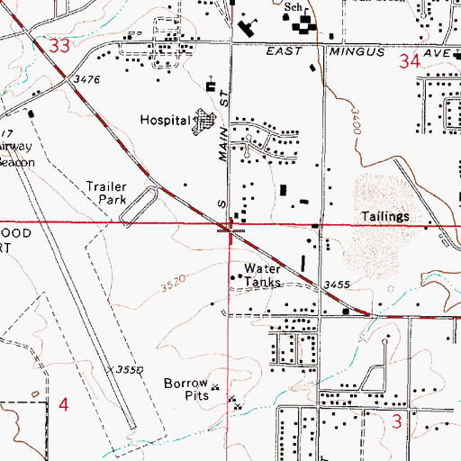 Topographic Map of Clemenceau, AZ