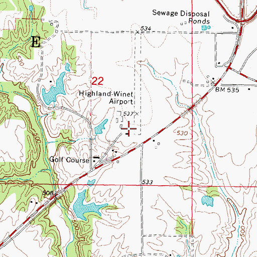 Topographic Map of Highland-Winet Airport, IL