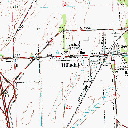 Topographic Map of Black Airport, IL