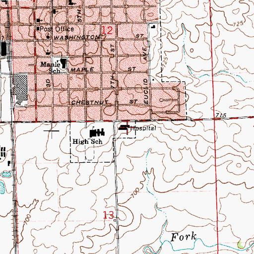 Topographic Map of Hoopeston Community Memorial Hospital Heliport, IL