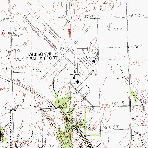 Topographic Map of Jacksonville Municipal Airport, IL