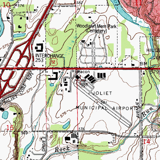 Topographic Map of Joliet Regional Airport, IL