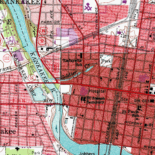 Topographic Map of Saint Marys Hospital Heliport, IL