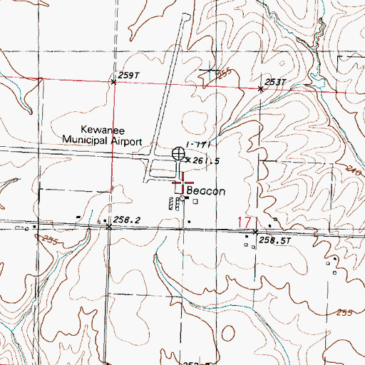 Topographic Map of Kewanee Municipal Airport, IL