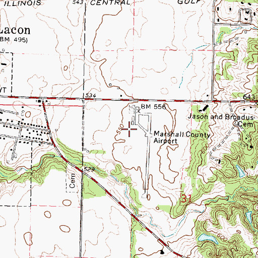 Topographic Map of Marshall County Airport, IL