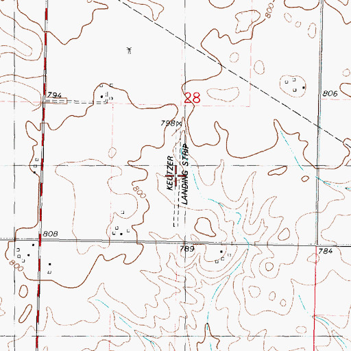 Topographic Map of Keutzer Airport (historical), IL