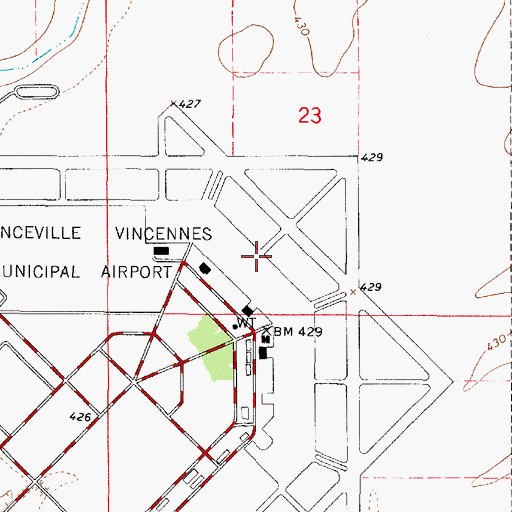 Topographic Map of Lawrenceville-Vincennes International Airport, IL