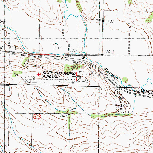Topographic Map of Rock Cut Farms Airport, IL