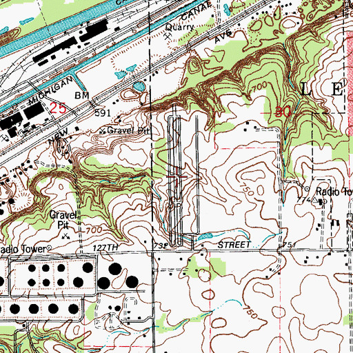 Topographic Map of Lemont Industrial Park Airport (historical), IL