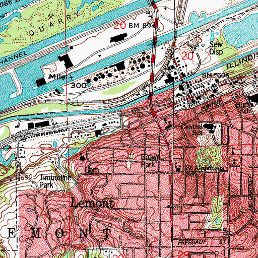 Topographic Map of Lemont Fire Department Heliport, IL