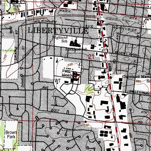Topographic Map of Condell Memorial Hospital Heliport, IL