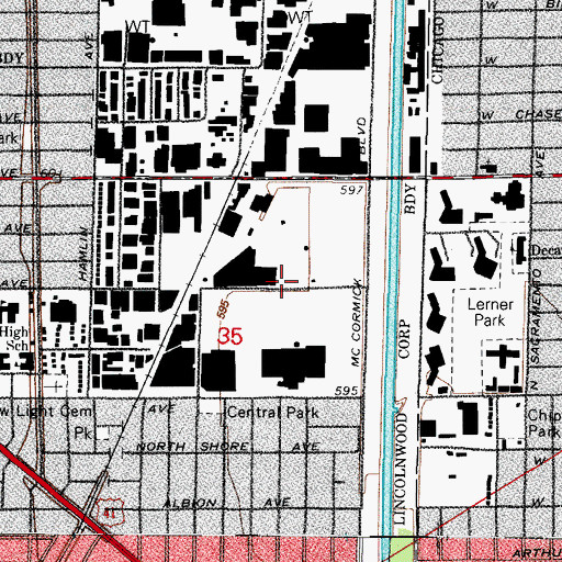 Topographic Map of Lincolnwood Town Center Heliport, IL