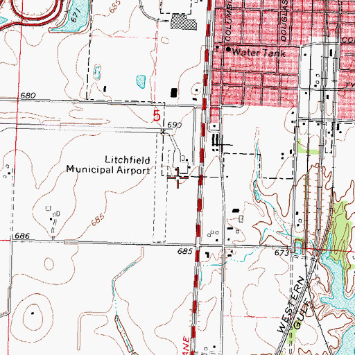 Topographic Map of Litchfield Municipal Airport, IL