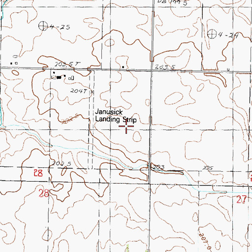 Topographic Map of Janusick Airport (historical), IL