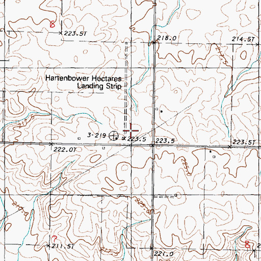 Topographic Map of Hartenbower Hectares Airport, IL
