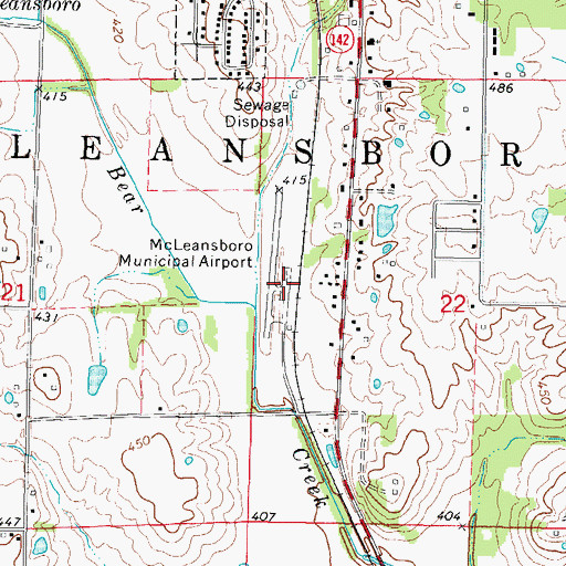 Topographic Map of Mc Leansboro Airport, IL