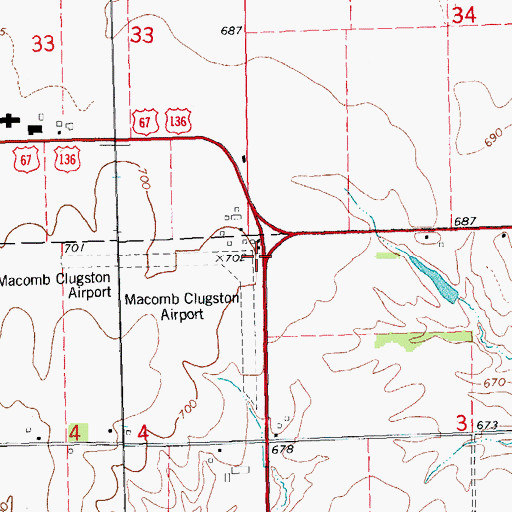Topographic Map of Blythe Airport, IL