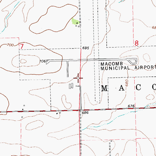 Topographic Map of Macomb Municipal Airport, IL