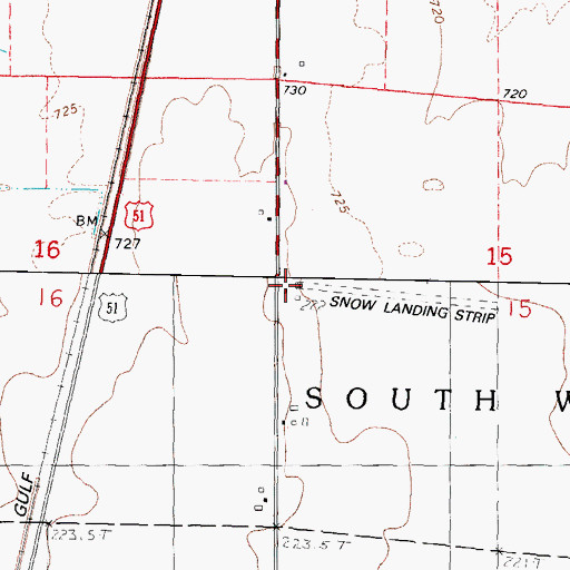 Topographic Map of Snow Airport (historical), IL