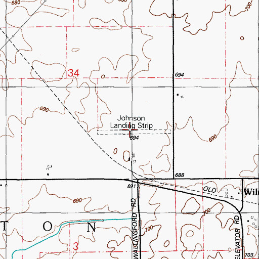 Topographic Map of Clarence C Johnson Airport (historical), IL