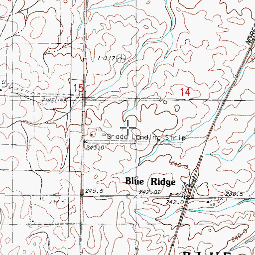 Topographic Map of Marvin D Bradd Airport (historical), IL