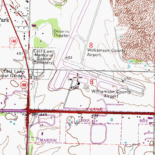 Topographic Map of Williamson County Regional Airport, IL