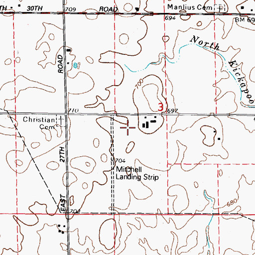 Topographic Map of Mitchell RLA Airport, IL
