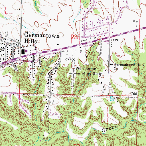 Topographic Map of Wernsmans Airport (historical), IL