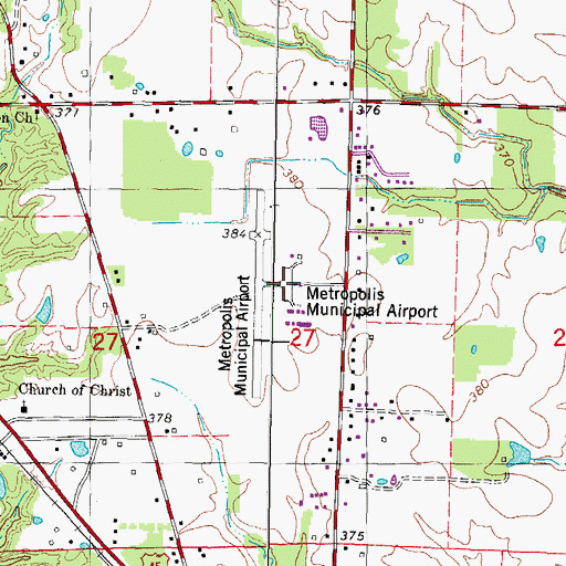 Topographic Map of Metropolis Municipal Airport, IL