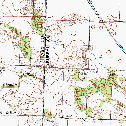 Topographic Map of Etheridge Airport (historical), IL