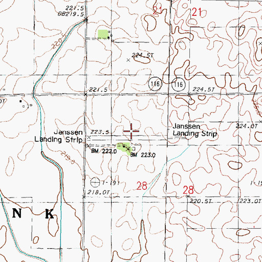 Topographic Map of Janssen Airport (historical), IL