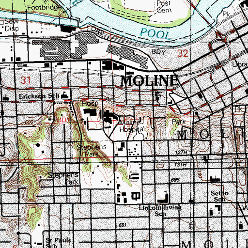 Topographic Map of Umc Trauma Center Heliport, IL