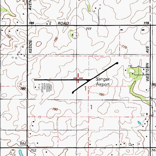 Topographic Map of Bult Field, IL