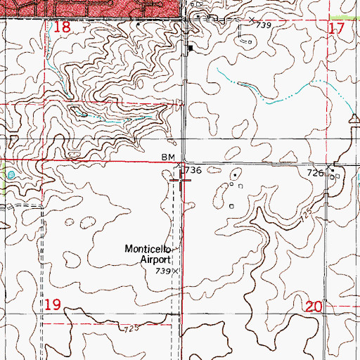 Topographic Map of Piatt County Airport, IL