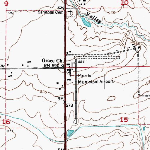 Topographic Map of Morris Municipal Airport - James R Washburn Field, IL
