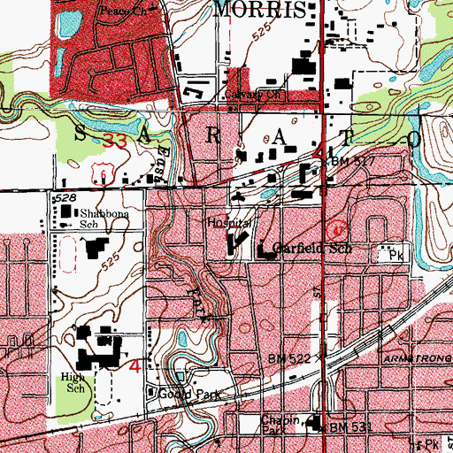 Topographic Map of Morris Hospital Heliport, IL