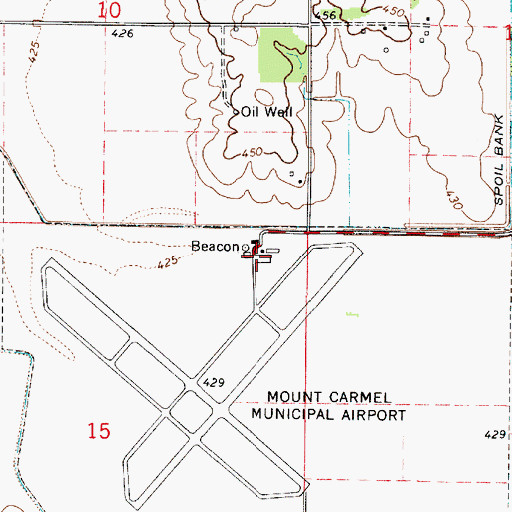 Topographic Map of Mount Carmel Municipal Airport, IL