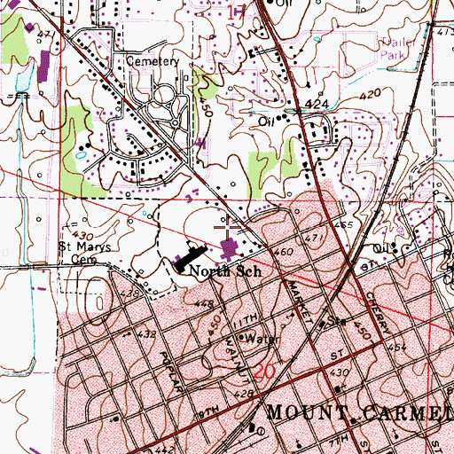 Topographic Map of Wabash General Hospital Heliport, IL