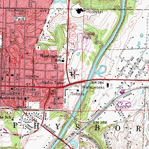 Topographic Map of Saint Joseph Memorial Hospital Heliport, IL